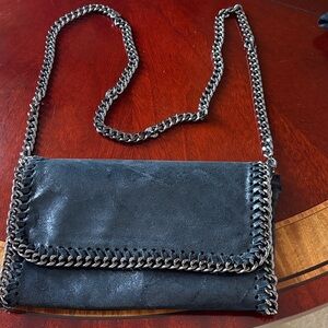 Black Chain-Trimmed Women's Bag with removable
 strap